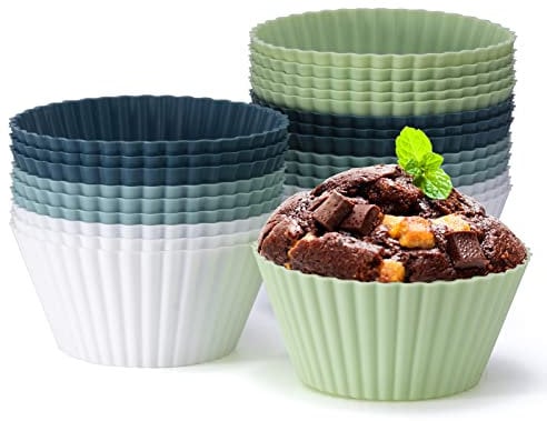 24er Set Silikon Muffinförmchen – Backformen aus BPA-freiem Silikon für Muffins und Cupcakes – Wiederverwendbare, antihaftbeschichtete Cupcakeförmchen für Kuchen, Eincreme und Pudding