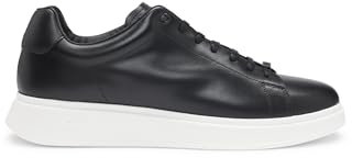 BOSS Mens Bulton Runn Rubber-Outsole Trainers in Leather Size Black