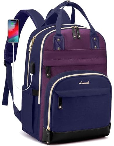LOVEVOOK Laptop Backpack for Women, Waterproof 15.6 inch Work Bag Womens Rucksack with Anti-theft Zipper & USB Port, Large Ladies Backpacks Back Pack Womans for Travel School University Business