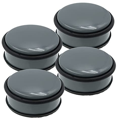 HRB Türstopper Edelstahl grau 4 Stück massiv - Schwerer Türstopper Boden mit modernen Design, Door Stopper versehen mit Gummiring zum Schutz der Türen