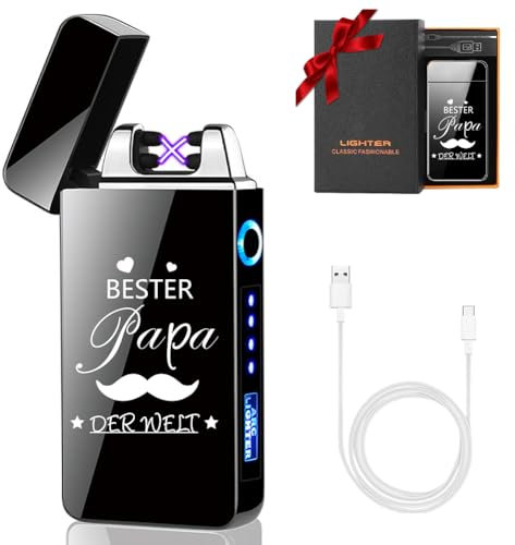 KIPIDA Vatertagsgeschenk für Papa, Lichtbogen Feuerzeug, USB Feuerzeug Elektrisch Mit Gravur, Geschenk für Vatertag, Papa, Opa, Männer, Geburtstag