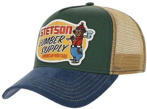 Stetson Lumber Supply Trucker Cap - Kappe mit Netzeinsatz - Meshcap - Stoffcap mit Biber-Logo - Herren - Ganzjährig tragbar grün One Size Small