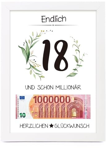 BOFUNX Geldgeschenke 18. Geburtstag Erste Million Geschenke Geldgeschenk mit Bilderrahmen Geburtstag Geschenk für Mädchen Jungen