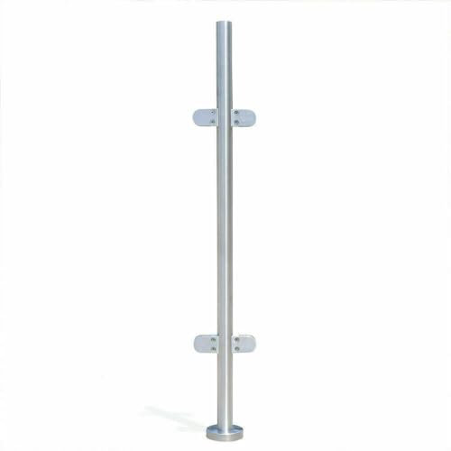 Jolre Barandilla para Escaleras de 110 cm, Postes de Barandilla de Cristal y Acero Inoxidable, para Balcón y Piscina, con Soportes