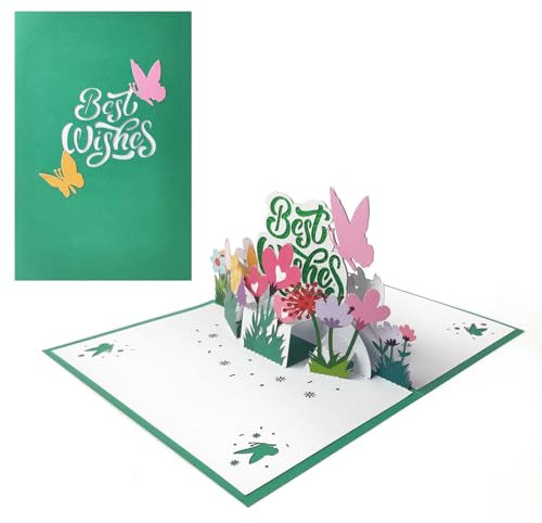scicent Geburtstagskarte Pop Up Geburtstag Karten mit Umschlag 3D Schmetterlinge auf Blumen Grußkarten Geburtstagskarten Frau (Karte Danke, Geldgeschenk, Jahrestag) - 20704