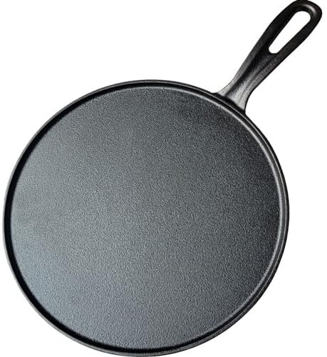 La Cuisine Crepe Tawa Pan for Roti Dosa Comale – Griddle Pizza Pan Pre-Seasoned Cast Iron, 11 Inch / 28cm Diameter, Oven Safe, PFOA Free. Product Weight: 2 Kgs