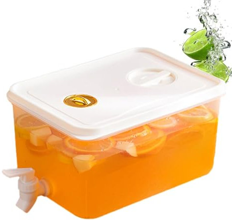 3L Drink Dispenser with Tap, Refrigerator Beverage Dispenser with Spigot and Filter, Fridge Water Container with Lid Juice Beverage Dispenser Jug for Drink, Juice, Iced Tea