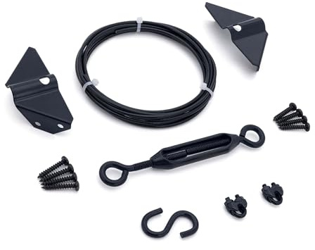 VFJJ Anti Sag Gate Kit for Wooden Fence, Anti-Sag Fence Gate Kit in Zinc, Anti-Sagging Gate Support Cable Kit Steel Gate Hardware, Durable No Sag Wood Door Repair Kit Gate Frame Kit for Outdoor,Black