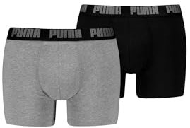 PUMA Boxer Boxershorts Men Herren Everyday Unterhose Unterwäsche 2er Pack, Farbe:Black/Grey Melange, Bekleidungsgröße:S