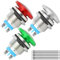 MKBKLLJY 3St. 19mm Pilzkopf Drucktaster Schalter Taster IP65 Wasserdicht DC 12V 3A AC 110V 5A SPST mit gewölbter Schraube und Klemme Drähte für Auto Boot LKW 3Farbe(Rot/Grün/Silber)