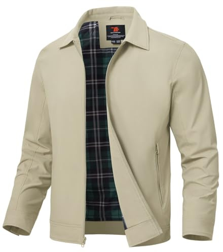 YSENTO Mens Summer Bomber Jackets Lightweight Casual Windbreaker Baseball Sports Cargo Jacket Outwear with Zip Pockets(Light Khaki,M)