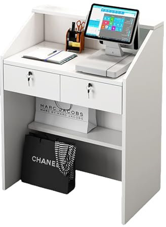 Einzelhandelskasse, moderner und einfacher Empfangstisch aus Holz für Computertische, kleine Empfangstheke für das Büro der Ladenklinik A,L60cm