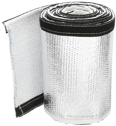 sourcing map Manicotto alluminizzato da 3 mm ID 5 cm x 3 m alluminio metallico in fibra di vetro guaina termica per linee carburante cavi cablaggio elettrico