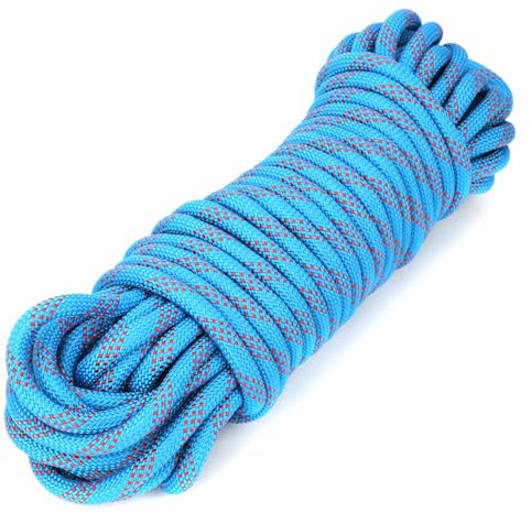 QWORK® Cuerda 10mm x 10m Azul, Cuerda para Exteriores, Cuerda Antideslizante y Resistente al Desgaste, Cuerda de Nailon, para Agricultura, envío, Camping