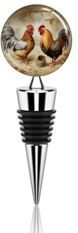 Weinflaschenverschluss, Huhn und Hahn-Druck, Flaschenverschluss, Weinverschluss, wiederverwendbarer Weinschutz, Zinklegierung, Silikon