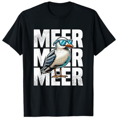 Möwe Mit Sonnenbrille Ostsee Gadget Meer Kleidung Segeln T-Shirt