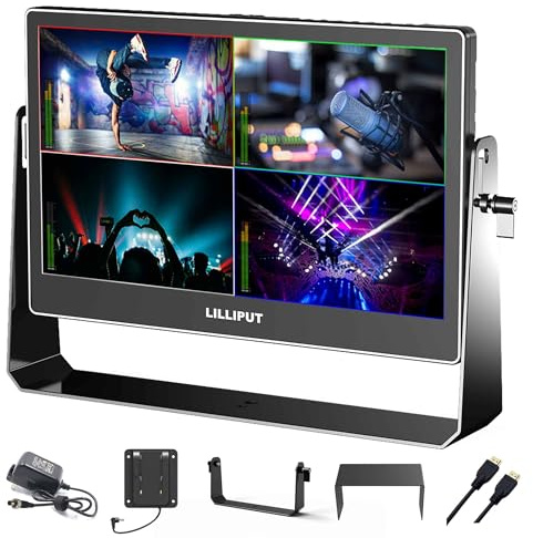 LILLIPUT A13 Monitor Broadcast 13,3 4K OLED con Quad-Split | DCI-P3 y 3G-SDI para Quad Split Multiview, 100% DCI-P3, 3G-SDI y HDMI 2.0 x4, HDR PQ, contraste 100.000:1
