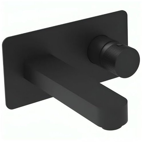 Fluted Koko Matt Black Wall Mounted Basin Mixer Tap
