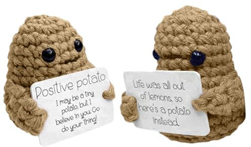 Pocket Hug Positive Kartoffel, Positive Potato Glücksbringer, Kreative Strickwolle Kartoffel Puppe mit Positiver Energiekarte, Mutmacher Glücksbringer Prüfung Geschenk für Beste Freund Frauen Home
