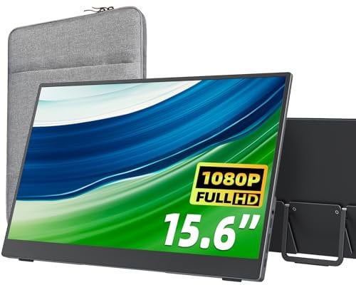 cocopar ocopar Portable Monitor 15.6 Inch Upgraded Travel 1080P Monitor with Speaker HDMI USB-C External Monitor for Laptop MacBook Surface PC Xbox PS5 with Built-in Kickstand&VESA Compatible