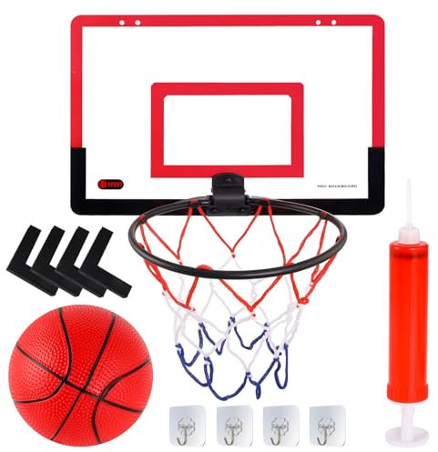 Mini Panier de Basket Enfant, Panier Basket Enfant, Panier Basket Mural Set avec Ballons, Filet, Backboard et Pompe, Jouet Mini Panier de Basket pour Garçons Filles Enfan