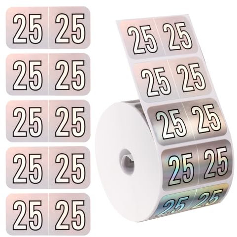 500 Stück Jahresaufkleber 2025, 3,8 x 1,9 cm Holografische 2025-Aufkleber Zahlenaufkleber 2025 Jahresetiketten für Aktenordner für Diagrammordner Bürobedarf (Hellviolett)