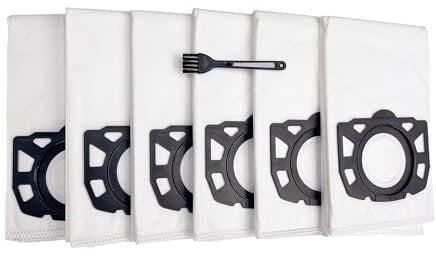 Wet & Dry Vacuum Replacement Filter Bags 6 Pack for Karcher MV4/5/6/WD4/5/6 Garbage Collection,Non-woven Fabric Durable Disposable Bags