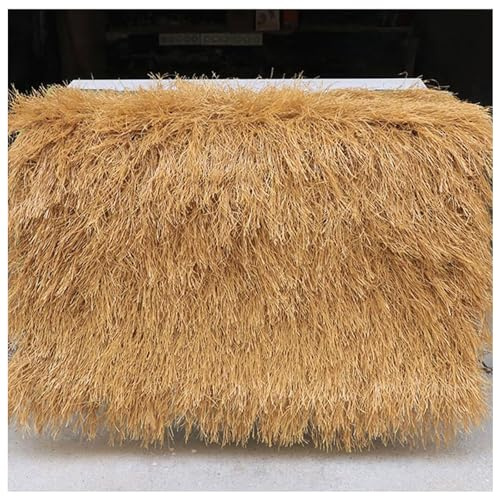 Synthetisches Strohdach Paneele Gras Dach Feuerfeste Künstliche Stroh Rolle Tiki Bar Gras Reetdach Einfache Installation für Party Dekoration Garten Zaun Strand(Size:0.5x10m(1.6x32ft),Color:yellow)