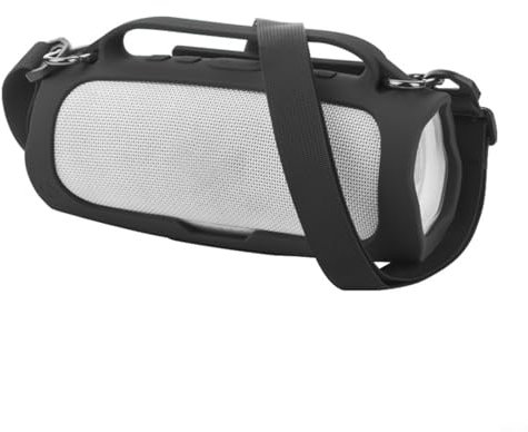 CNANRNANC Lightweight Case For JBL Charge 4 Silicone Protective Case with Hooks Shoulder Strap for Outdoor Travel Portable Speaker Cover(Black)