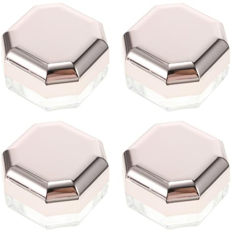 Cabilock 4pcs Octagonal Portable Powder Containers Rose Gold Makeup Storage Boxes Travel Cosmetic Loose Powder Holders with Tight Covers for Easy Spill Prevention