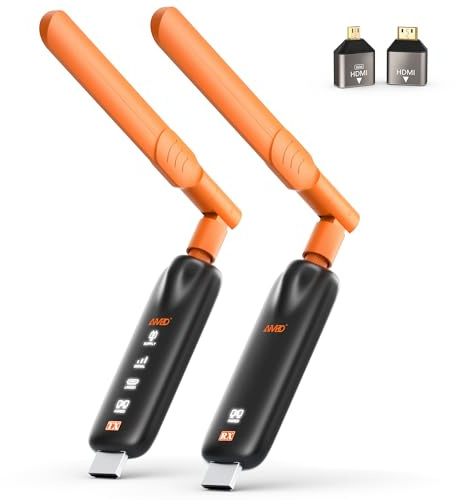AIMIBO [2026] Trasmettitore HDMI Wireless Decodifica 4K vers 1080P@60Hz, Supporta 6 RX, Antenne 5dBi Stato del LED, HDMI Senza Fili 50m, Plug & Play da Laptop/PC a TV e Proiettore, Bassa Latenza