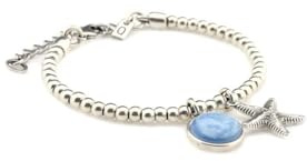 QOSS Armband ZOEY silber 12 mm Stein himmelblau mit Seestern