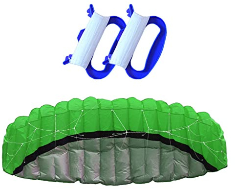 MFMEXUL Stuntdrachen Line Power Lenkmatte Parafoil Drachen für Trickflug aus Robustem Polyester mit Steuerung für Kinder Jugendliche Erwachsene Outdoor, Grün