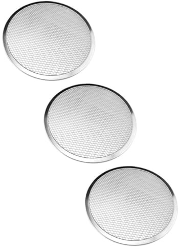 KAJNBN Molde Pizza Horno de Aluminio Redondo 3 Piezas Mallas Metálicas para Cocinar Alimentos Resistente y Duradero para Hornear Pizza en Casa