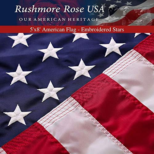 Bandiere americane per esterni 1,5 x 2,4 m, Made in USA, con stelle ricamate e strisce cucite, bandiera degli Stati Uniti per vento forte, bandiere per tutte le stagioni