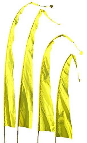 Asiastyle Balifahne | Farbe: gelb | 6 Meter lang | ohne Stange | aus echtem Satin | Originale Umbul Fahne