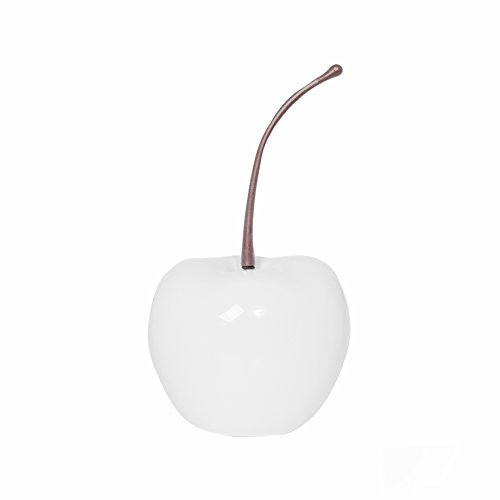 Scultura decorativa a forma di ciliegia in fibra di vetro per soggiorno, finestra, caffetteria, hotel. Frutti decorativi fatti a mano, resistenti alle intemperie e ai raggi UV. XS bianco lucido