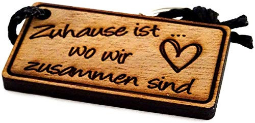 Lieblingsmensch Schlüsselanhänger aus Holz Modell: Zuhause ist wo wir zusammen sind - Herz