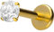 PIERCINGLINE Titan Labret Stecker Gewinde EINGEFASSTER KRISTALL Goldfarben 3 x 1,2 x 7 mm Piercing Lippe Nase Ohr