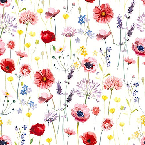 Papier peint fleuri A.S. CréationSale 361621 36162-1 Papier peint papier | Multicolore, Blanc | Papier bureau | Rouleau (10,05 x 0,53 m) = 5,33 m²
