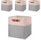 Mangata 25|28|30|33cm Fabric Storage Boxes Cubes, 4 Pack(33x33x33cm, Grey Pink)