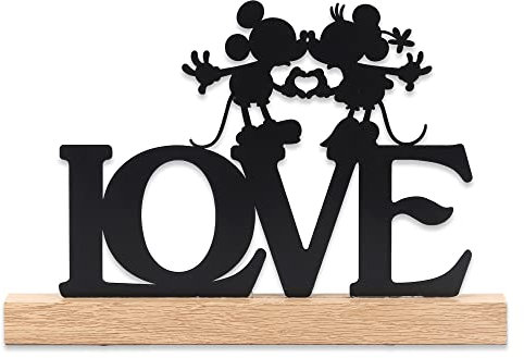 Love Mickey and Minnie Metall auf Holzbasis
