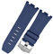 ZXTQW Uhrenarmband 28mm Fluor-Gummi-Strap wasserdichte Silikon-Armband-Männer Ersatz-Armband-Uhr-Band kompatibel mit Audemars Piguet Royal Eiche Leder (Band Color : Blue Silver, Band Width : 28mm)