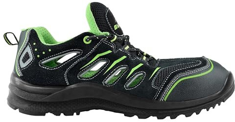 BWOLF Hawaii Sommer Arbeitsschuhe Herren S1P Herren Sicherheitsschuhe, ölbeständig, rutschfest mit 4x4 Grip Technologie und Verbundstoff Kappe (Schwarz, Numeric_43)