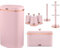 Tower Cavaletto Pink & Rose Gold Kitchen Accessories Set of 7-58L Sensor Bin, Bread Bin, 3 Canisters, Mug Tree & Towel Pole. Contemporary Matching Set of 7 in Pink
