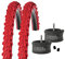2 x Kenda MTB 20/24/26 Zoll Fahrradreifen Fahrradmantel 50-406/507/559 (20/24/26x1.95) inkl. Black Dingo Schläuche AV (24 Zoll (50-507), rot)