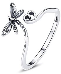 Libellen Ring Sterling Silber 925 Gewickeltes Finger Band Offene Statement Ringe Verlobungs Ringe Verstellbar