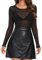 Kiiwah Women's Mesh Top Long Sleeve Sheer Tops Transparent T-Shirt Sexy Slim Fit Sheer Mesh Tops Black See Through Blouse for Party Clubwear