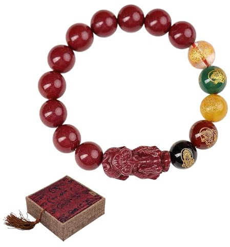 JOPOYOCO Feng Shui Armband, chinesisches Pixiu Charms Zinnoberarmband, Glücksarmband für Glück und Reichtum, Feng Shui Geschenke mit exquisiter Box (10mm)
