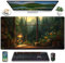 Anime Dark Green Plants Desk Mat Cute XXL Large Extended Mouse Pad Gaming, Lofi Aesthetic Computer Laptop Keyboard and Mouse Mat, Desk Accessories for Women Office Decor Mousepad, 31.5x15.75 in